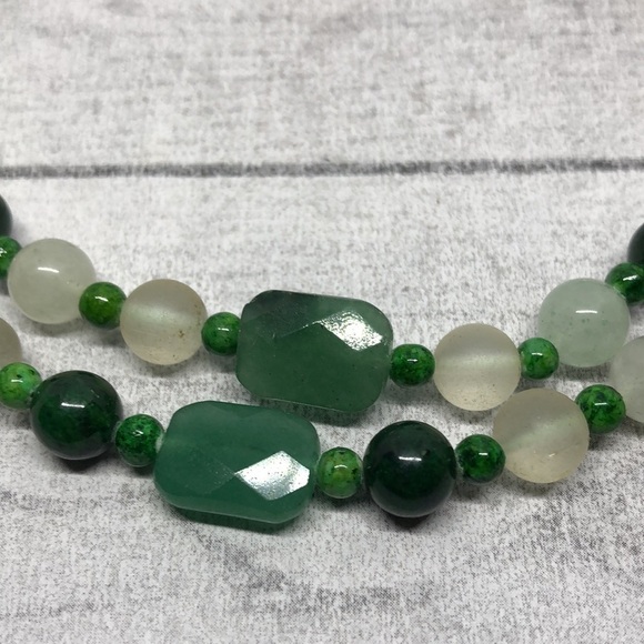 Vintage gemstone and glass bead statement necklace sterling silver 925 - Picture 3 of 9